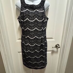 Dress Barn Black and White Lace Mini Dress
